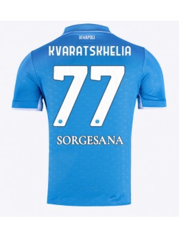 Muži Futbalové oblečenie SSC Napoli Khvicha Kvaratskhelia #77 2024-25 Krátky Rukáv - Domáci